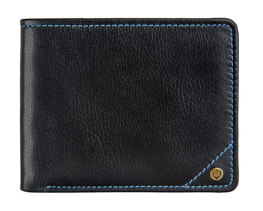 Angle Stitch RFID Blocking Slim Bifold Leather Wallet