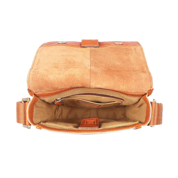 Aiden Genuine Leather and Canvas Mini Crossbody Men/Women Messenger Bag/Travel Bag / 10.5" iPad Bag