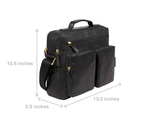 Toledo Genuine Leather Medium Messenger Bag/Crossbody Bag with Pockets and Two Main Compartments