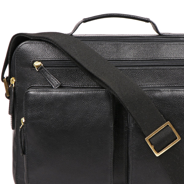 Toledo Genuine Leather Medium Messenger Bag/Crossbody Bag with Pockets and Two Main Compartments