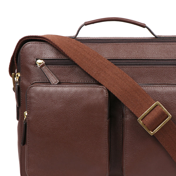 Toledo Genuine Leather Medium Messenger Bag/Crossbody Bag with Pockets and Two Main Compartments