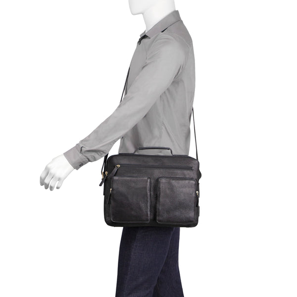 Toledo Genuine Leather Medium Messenger Bag/Crossbody Bag with Pockets and Two Main Compartments