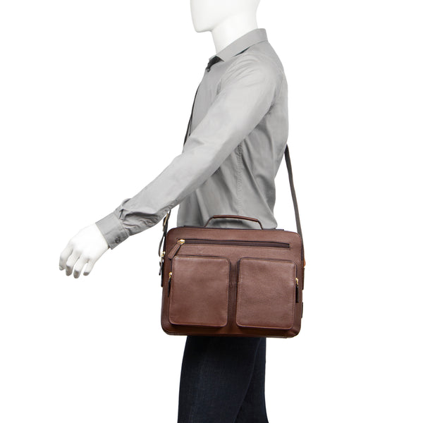 Toledo Genuine Leather Medium Messenger Bag/Crossbody Bag with Pockets and Two Main Compartments