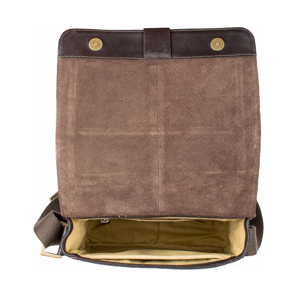 Aiden Genuine Leather and Canvas Medium Crossbody Men/Women Shoulder Messenger Bag/Travel Bag / 10.5" iPad Bag