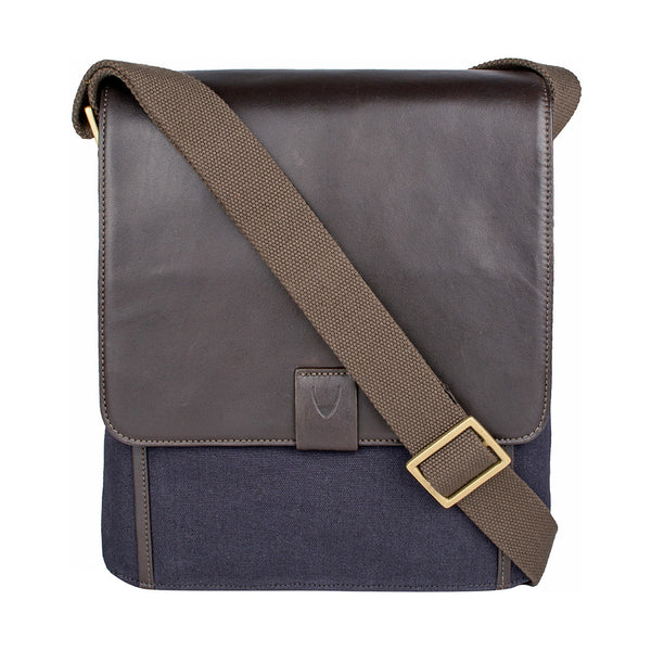 Aiden Genuine Leather and Canvas Medium Crossbody Men/Women Shoulder Messenger Bag/Travel Bag / 10.5" iPad Bag