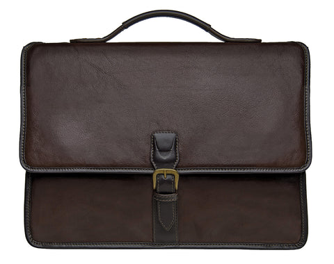 Harrison Buffalo Leather Laptop Briefcase