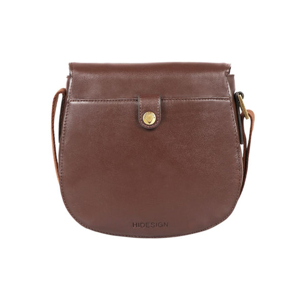 Hidesign Petra Leather Crossbody Bag with Saddle Shape and Faux Buckle Closure