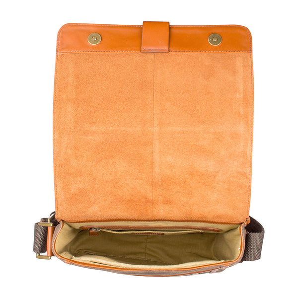 Aiden Genuine Leather and Canvas Medium Crossbody Men/Women Shoulder Messenger Bag/Travel Bag / 10.5" iPad Bag