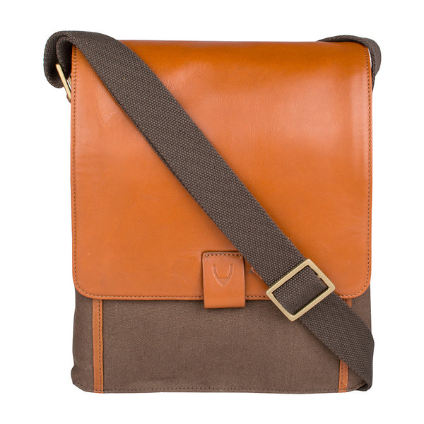 Aiden Genuine Leather and Canvas Medium Crossbody Men/Women Shoulder Messenger Bag/Travel Bag / 10.5" iPad Bag