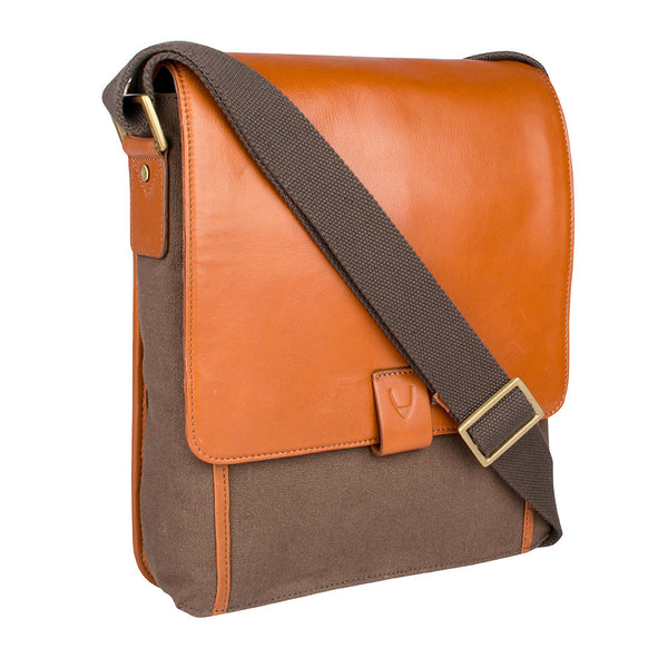 Aiden Genuine Leather and Canvas Medium Crossbody Men/Women Shoulder Messenger Bag/Travel Bag / 10.5" iPad Bag