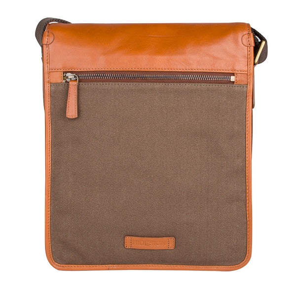 Aiden Genuine Leather and Canvas Medium Crossbody Men/Women Shoulder Messenger Bag/Travel Bag / 10.5" iPad Bag