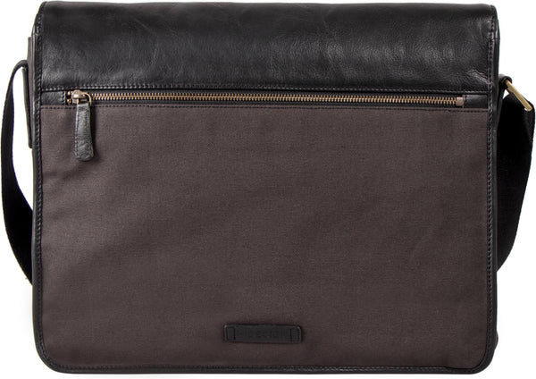 Aiden Genuine Leather and Canvas 15 Inch Laptop Shoulder Messenger Business Bag for Men & Women